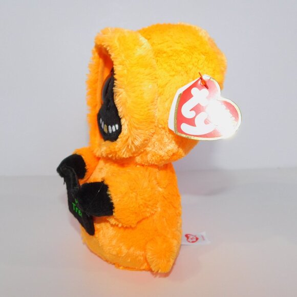 Ty Beanie Boos Grinner Orange Black Trick or Treat Ghoul 7" Plush New with Tag - Picture 5 of 8